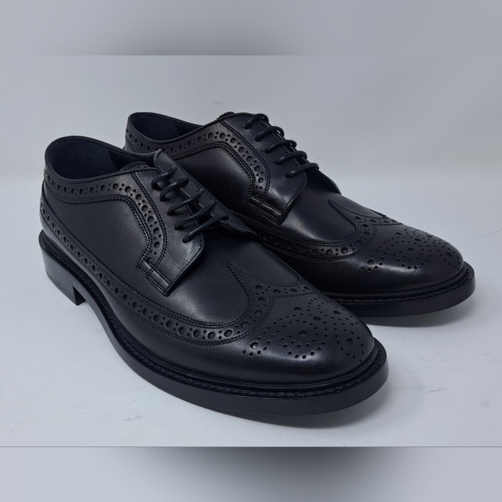 Burberry Men's Black Leather Wingtip Brogue Dress Shoes Lace Up 9 US 42 EU